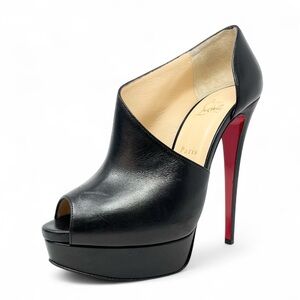 Christian Louboutin Verita 150 Black Platform High Heels Open Peep Toe 40.5 10.5